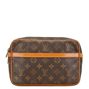 LOUIS VUITTON Brown Monogram Leather Clutch Bag